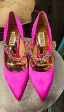 Badgley Mischka Pink Premium Satin Pointed Toe Pump Stiletto Rhinestone 9