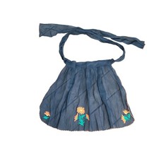 Vintage Black Sheer Half Hostess Apron With Orange Floral Embroidery
