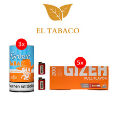 Farmer Gelb Stopftabak Pfeifentabak 3 Dosen x 160g 1000 Hülsen 2 Feuerzeuge