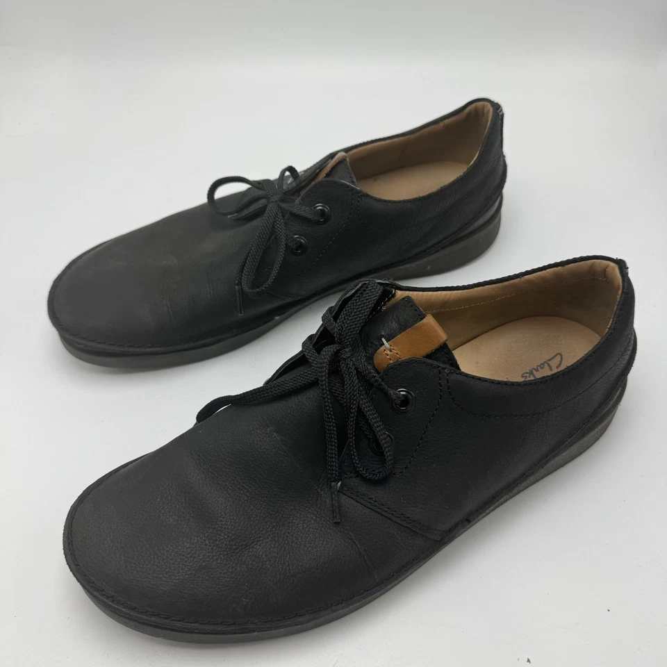 Clarks Oakland Lace Active Air Men 10 M Black Leather Lace Up Boat Shoes - Image 4 of 4