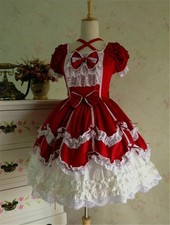 Lolita Gothic Maid Wear Girl Red Dress Outfits Cosplay Costume Halloween