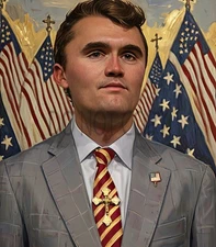 Charlie Kirk MAGA Christian Cross Oil Paint Style Print AI Generated 8X10 Print