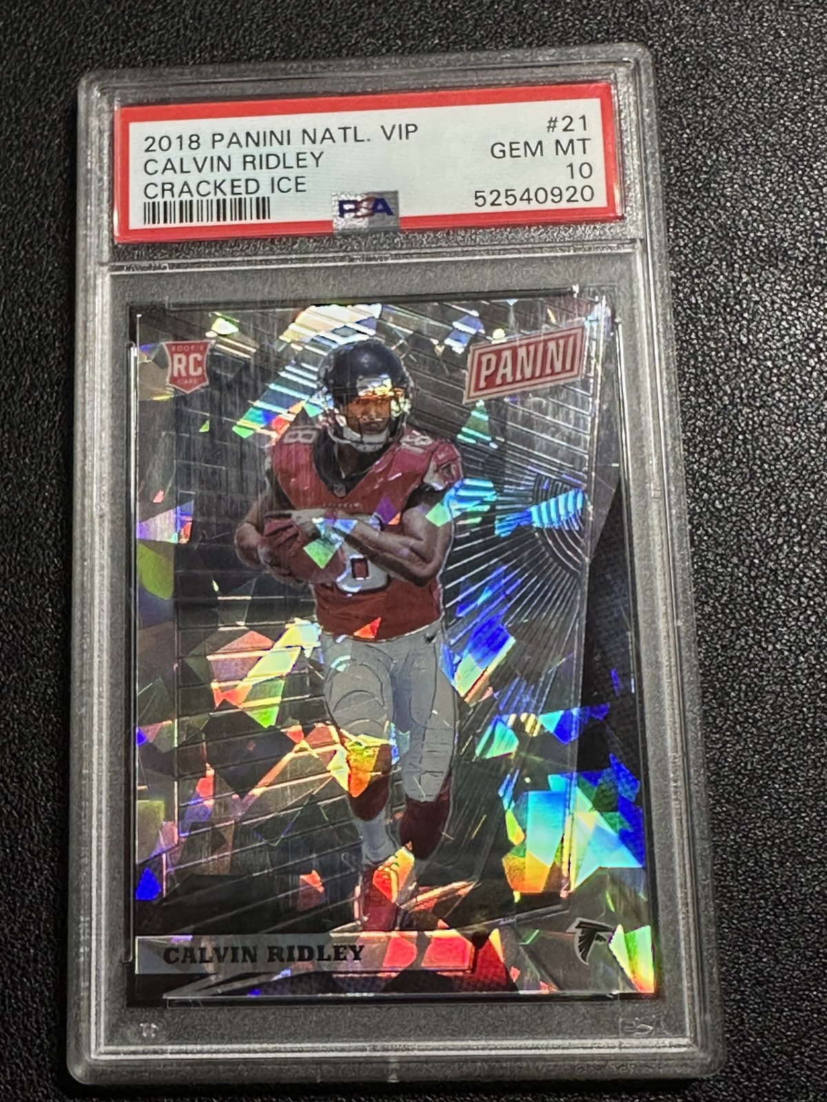 2018 Panini National VIP Cracked Ice 50/50 Calvin Ridley #21 Rookie RC PSA 10