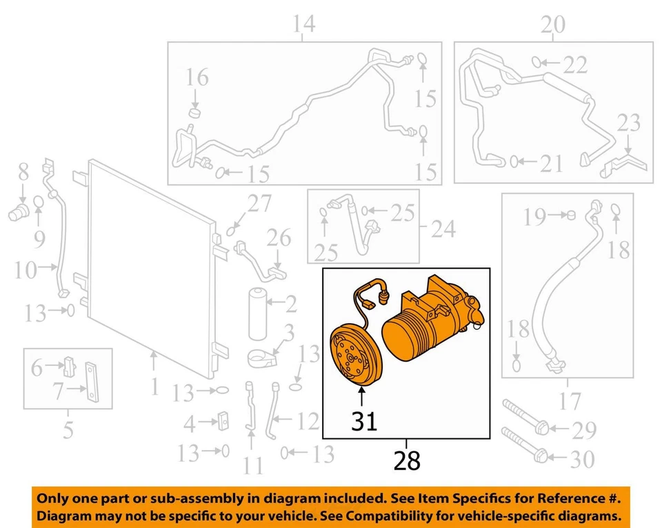 Compresor de aire acondicionado compatible con 14-18 Infiniti QX80 774394 Foto 3 de 4