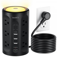 Surge Protector Power Strip Tower with 5 USB Ports and Night Light,10FT Exten...