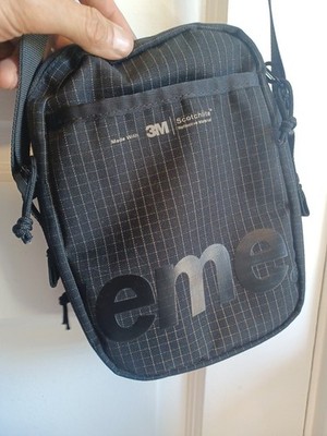 Supreme Black Checkered Crossbody/Shoulder Bag Zip Closure Adjustable Strap