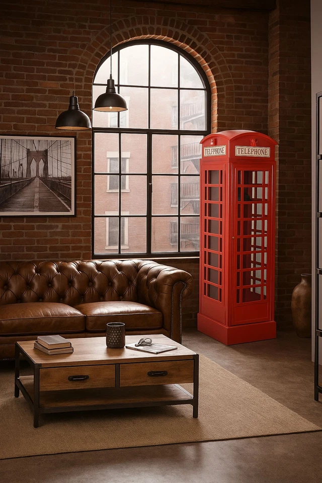 Große Vitrine englische Telefonzelle rot Schrank Barschrank Vitrinenschrank neu - Bild 2 von 4