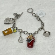 Paula Deen Charm Bracelet Muffin Tin Whisk Pan Ice Tea Heart 8” Missing 1 Charm