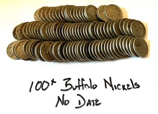 Lot of 100 Buffalo Nickels No Date 5C Circulated FREE SHIPPING