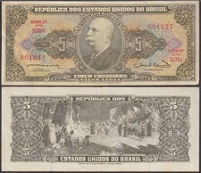 Brazil 5 Cruzeiros, 1963 ND, P-176b, UNC