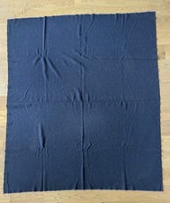 Vintage Soft Wool Blend Navy Blue Cabin Travel Stadium Throw Bed Blanket 61"x70"