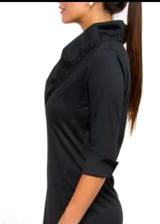 Vestido Gretchen Scott Cuello Volantes Para Mujer Talla M L Negro Cuello Volantes Midi Largo $398 Foto 3 de 4