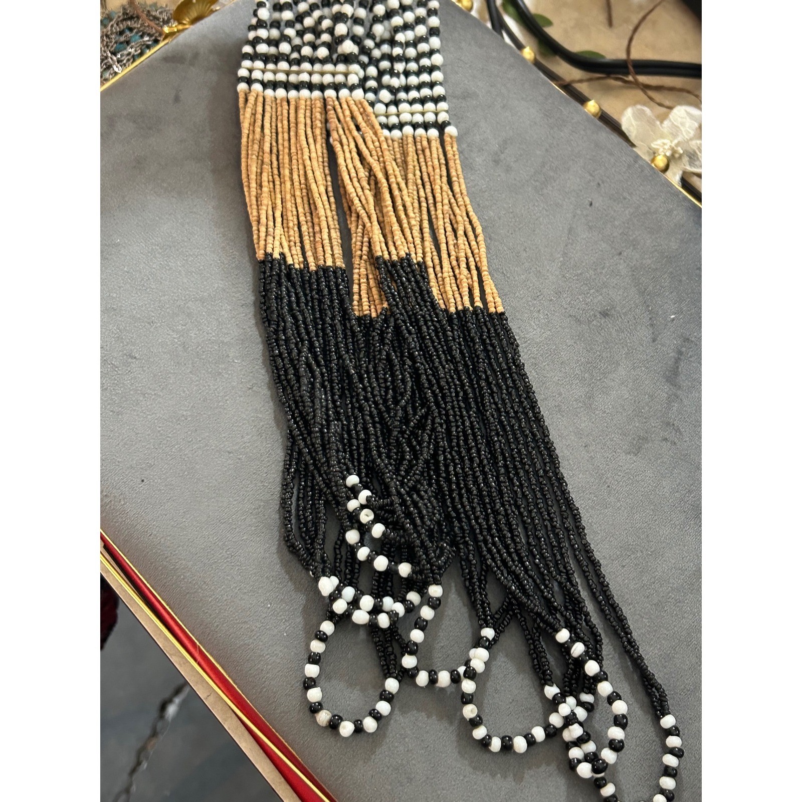 Handmade Multi Strand Seed Bead Statement Necklac… - image 2