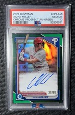 2024 Bowman Aidan Miller 1st Green Refractor Autograph /99 #CPA-AMI Psa 10