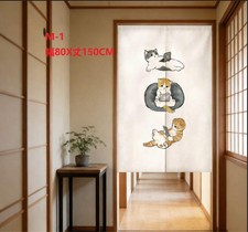 M1 Cat Illustration Noren Curtain Room Divider 80x150cm Doorway Divider