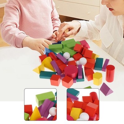 45 Stck. Holz Geometrisch Massiv Kinder Schule Zuhause Unterricht Mathematik Manipulative