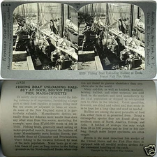 Keystone Stereoview Fishing Boat, Boston Fish Pier, MA 600/1200 Card Set #1190
