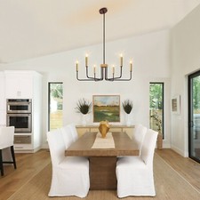 Black Chandelier 6 Light, Modern Farmhouse Pendant Lightin for Dining Room