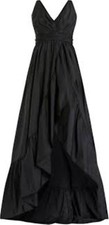 NEW, Mac Duggal Women's Taffeta Hi-Low Ruffle Gown in Black Size 16 #EP182