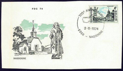 Belgium 854 Nassogne, from FDC, Crease at Left - Used
