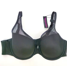 NEW 36D Black Sheer Mesh Plunge Push Up Bra  CURVY COUTURE Style 1310 Black