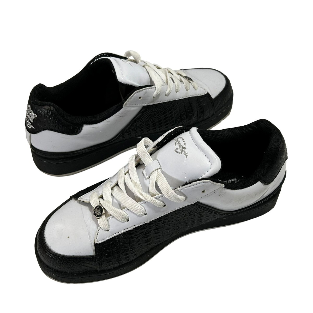 Fubu Sneakers Men Size 8.5 11083-90A Black/White Patent Leather w