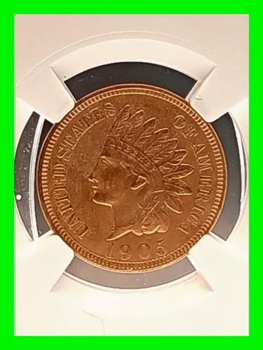 1905-P Indian Head Penny Cent 1c - NGC AU Almost Uncirculated - Details Cleaned 