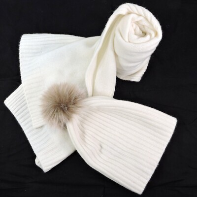 Chic White Women\'s Hat and Scarf Set White Beanie Scarf and Hat Set for Women Alpaca Gloves Women  main image 2