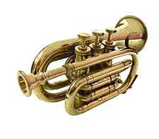 Brass Vintage Trumpet Bb Pocket Trumpet 3 Valve Mouthpiece Decorative item