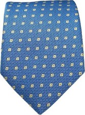 BISSE Necktie - Micro Fabric Men's Tie, Blue Yellow Patterned Tie, Men's Necktie