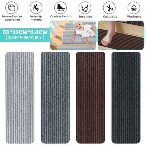 1-30x Carpet Stair Treads Anti Slip Stair Mats for Wooden Steps Rugs 55 x 22cm