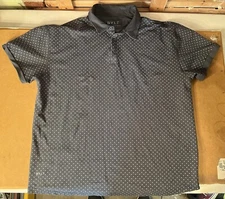BYLT Mens Premium Polo Shirt XXL Drop Cut S/S Lux Short Sleeve Polka Dot - Gray