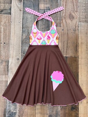 Ice Cream Social Cocoa Pink Birthday Girl Twirl Dress | eBay