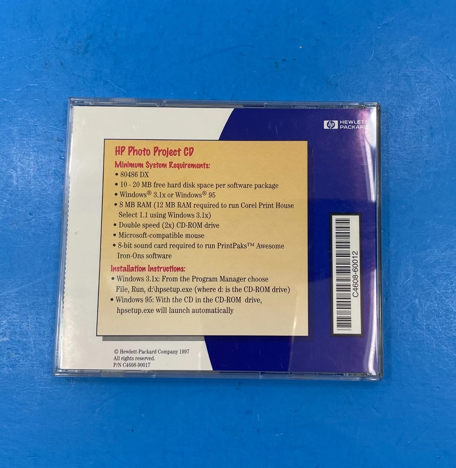 CD de proyecto fotográfico vintage Hewlett Packard versión 1,0 P/N C4608-90017 Foto 2 de 4