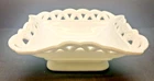 Vintage Atterbury White Milk Glass Footed Lace Edged Rectangle Decorative Bowl