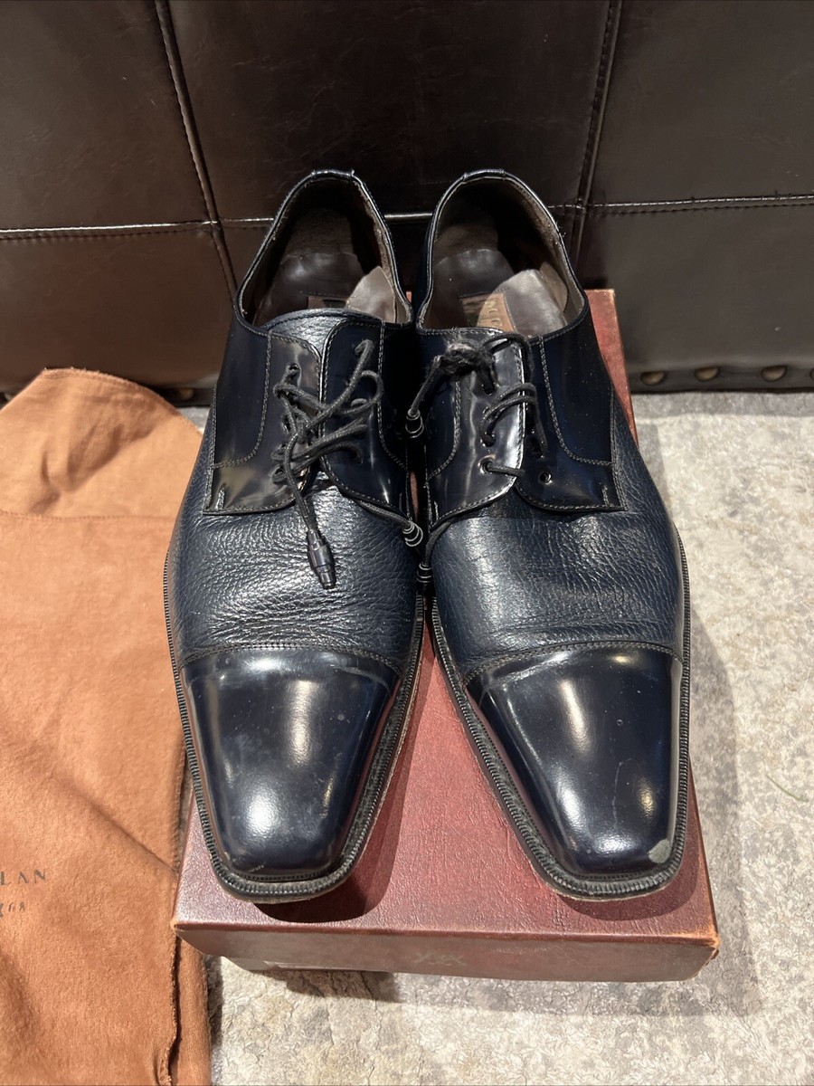 Mezlan Size 11 M Deerskin Soka Leather Blue Lace Up Shoes MEN'S