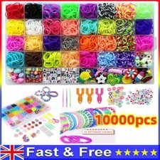 10000Pcs Loom Bands DIY Bracelet Making Set Assorted Colour Rubber Kit Box 