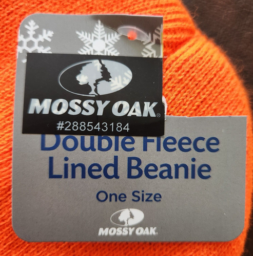 Mossy Oak Super Heavy Knit Hat Insulated Lined Hunting Beanie Fluorescent Orange - Picture 6 of 7