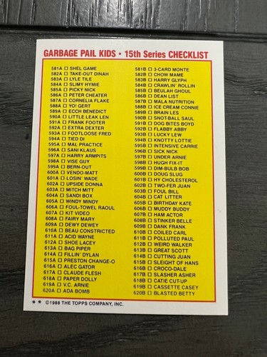 Garbage Pail Kids Series 15 1988 completa tu conjunto GPK 15th U Pick OS15 sin CC - Imagen 20 de 188