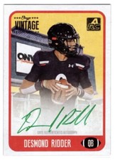 DESMOND RIDDER 2021 ONYX VINTAGE COLLEGE FOOTBALL ROOKIE AUTO GREEN /50 🔥🔥