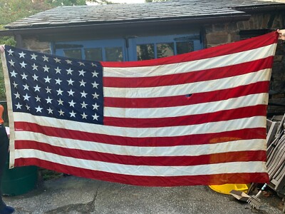Vintage 48 Star Dettras Bulldog Bunting American Flag 5'x9 1/2