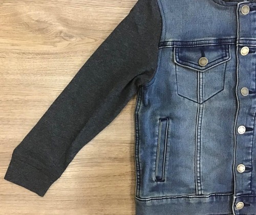 Boys' Snap-Button Hooded Stretch Denim Jean Jacket Medium Blue M, XL - Picture 3 of 8