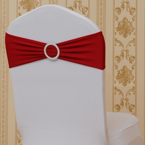 50/100pcs Spandex Stretch Chair Cover Sash Bow Wedding w/ Buckle Slider Sashes - Picture 10 of 27