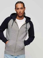 Image of Superdry Essential Baseball Zip Hoodie, Athletic Grey/Navy, M