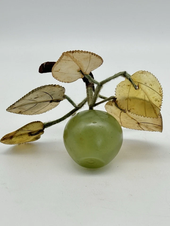 Vintage Jade Alabaster APPLE Small Stone  MCM Carved - Image 2 of 4