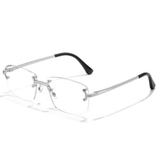Luxury Rimless Square Sunglasses for Men Women Silver Frame Clear Hip Hop Shades