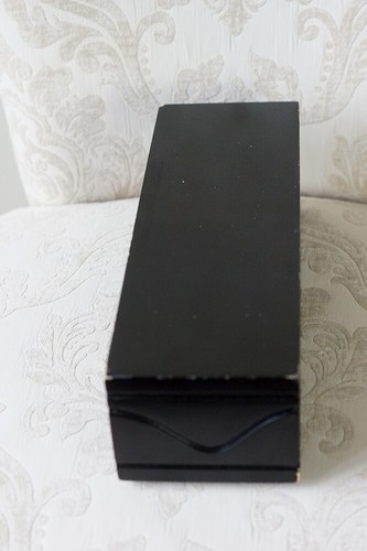 Black Wood Floating Box Shelf, Rectangular, Groove Design, Distressed 12 x 4 x 3 - Picture 6 of 10