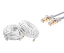 Cat7 S/FTP Ethernet Cable High Speed RJ-45 LAN Patch Cord White 25ft-200ft LOT