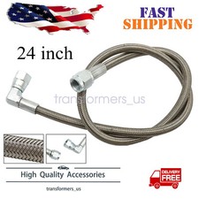 For Turbo Oil Feed Line 24 Steel Braided -4 -4an 90 Degree X Straight Line For Turbo Oil Feed Line 24 Steel Braided -4 -4an 90 Degree X Straight Line