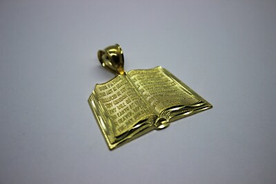 10K oder 14K Gelbgold massiv Gold Bibel Anhänger 3 Größen